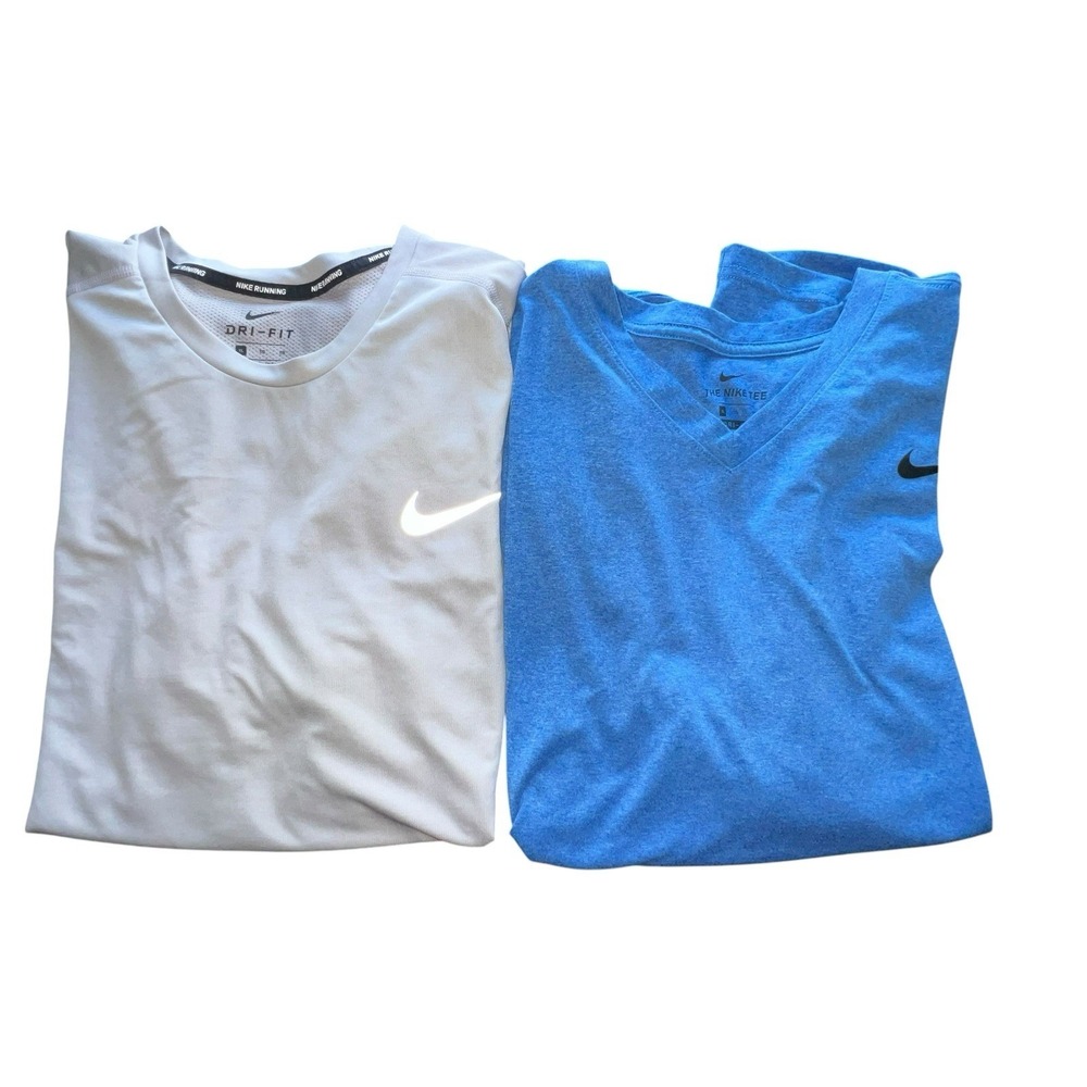 Set Of 2 Nike Men's Dri Fit T-Shirt Blue Grey XL Athletic Training Gym Casual